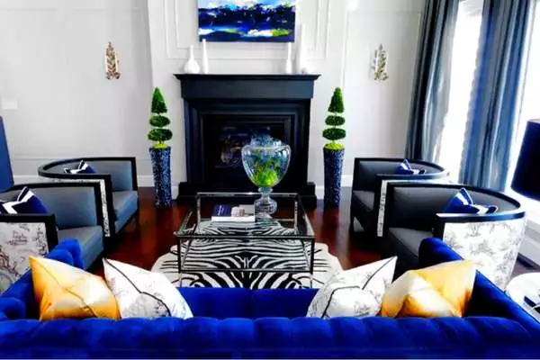 Blue And Blacks Living Room